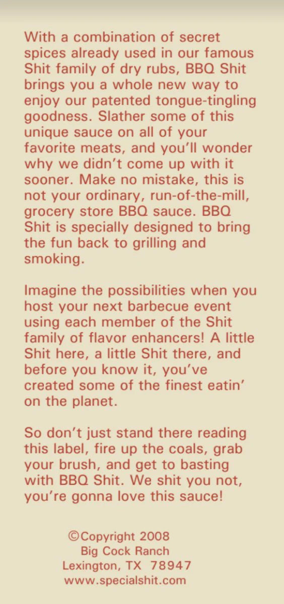 Big Cock Ranch BBQ Sauce - BBQ Shit
