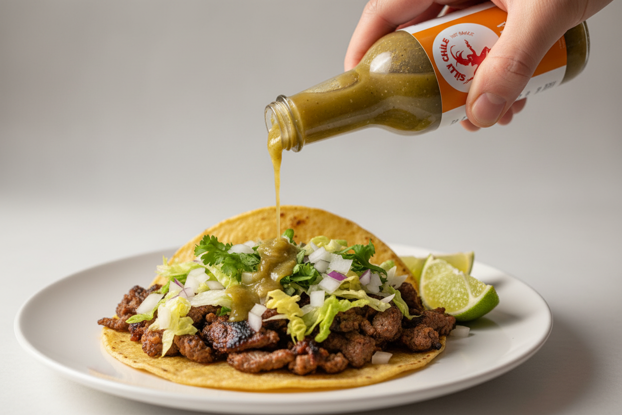 Tequila Squeeze Being Poured on Taco