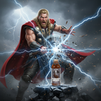 Thor's hammer shattering on Chocolate Thunder bottle