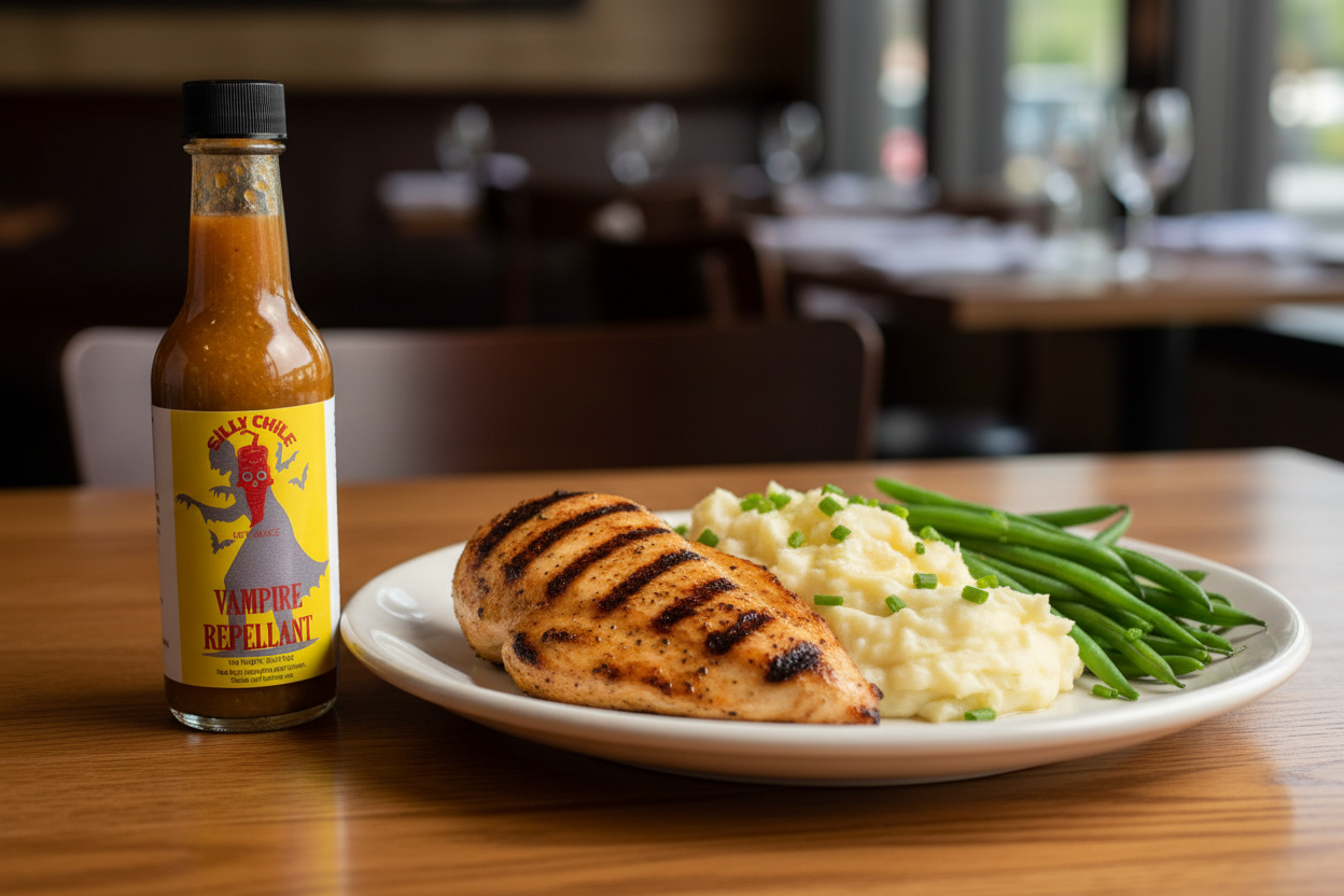 Vampire Repellant with chicken dinner